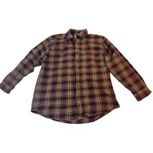 Carhartt Shirt Men's Plaid Brown Button Down Flannel Pockets Work Outdoors XL